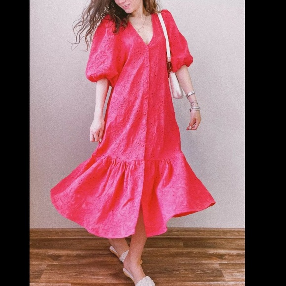 ZARA Openwork embroidered midi dress - Picture 13 of 15